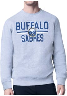 Starter Buffalo Sabres Mens Grey Mesh Logo Long Sleeve Crew Sweatshirt