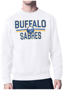 Starter Buffalo Sabres Mens White Mesh Logo Long Sleeve Crew Sweatshirt
