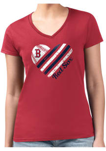 4Her Boston Red Sox Womens Red Heart Fitted Short Sleeve T-Shirt