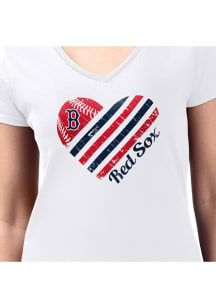 4Her Boston Red Sox Womens White Heart Fitted Short Sleeve T-Shirt