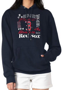 4Her Boston Red Sox Womens Navy Blue Collage Hooded Sweatshirt