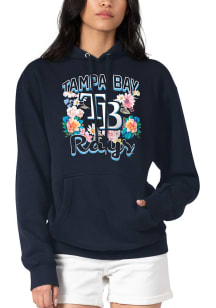 4Her Tampa Bay Rays Womens Navy Blue Flowers Hooded Sweatshirt