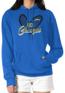 4Her Los Angeles Chargers Womens Blue Leopard Heart Hooded Sweatshirt