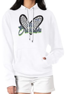 4Her Seattle Seahawks Womens White Leopard Heart Hooded Sweatshirt