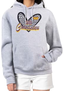4Her Washington Commanders Womens Grey Leopard Heart Hooded Sweatshirt