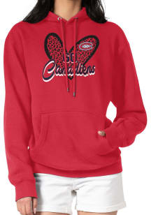 4Her Montreal Canadiens Womens Red Leopard Heart Hooded Sweatshirt