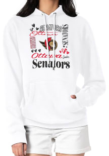 4Her Ottawa Senators Womens White Collage Hooded Sweatshirt