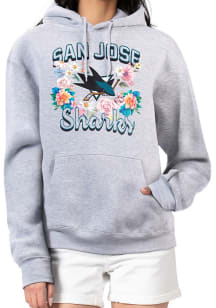 4Her San Jose Sharks Womens Grey Flowers Hooded Sweatshirt