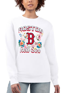 4Her Boston Red Sox Womens White Flowers Crew Sweatshirt