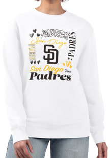 4Her San Diego Padres Womens White Collage Crew Sweatshirt