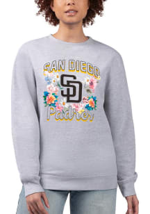 4Her San Diego Padres Womens Grey Flowers Crew Sweatshirt