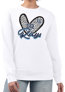 4Her Tampa Bay Rays Womens White Leopard Heart Crew Sweatshirt
