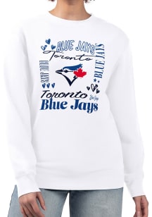 4Her Toronto Blue Jays Womens White Collage Crew Sweatshirt