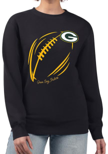 4Her Green Bay Packers Womens Black Subtle Football Crew Sweatshirt