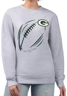 4Her Green Bay Packers Womens Grey Subtle Football Crew Sweatshirt