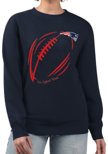 4Her New England Patriots Womens Navy Blue Subtle Football Crew Sweatshirt