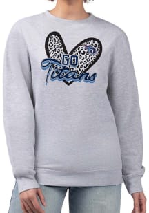4Her Tennessee Titans Womens Grey Leopard Heart Crew Sweatshirt