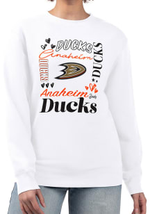 4Her Anaheim Ducks Womens White Collage Crew Sweatshirt