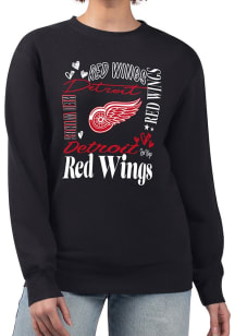 4Her Detroit Red Wings Womens Black Collage Crew Sweatshirt