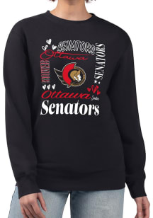 4Her Ottawa Senators Womens Black Collage Crew Sweatshirt