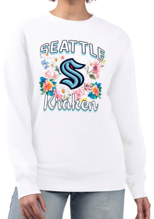 4Her Seattle Kraken Womens White Flowers Crew Sweatshirt