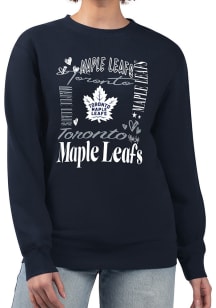 4Her Toronto Maple Leafs Womens Navy Blue Collage Crew Sweatshirt