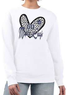 4Her Toronto Maple Leafs Womens White Leopard Heart Crew Sweatshirt