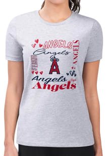 4Her Los Angeles Angels Womens Grey Collage Fitted Short Sleeve T-Shirt