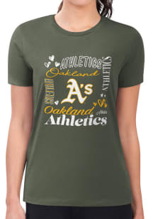 4Her Oakland Athletics Womens Green Collage Fitted Short Sleeve T-Shirt