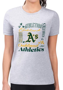 4Her Oakland Athletics Womens Grey Collage Fitted Short Sleeve T-Shirt