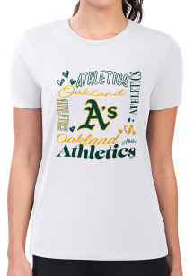 4Her Oakland Athletics Womens White Collage Fitted Short Sleeve T-Shirt