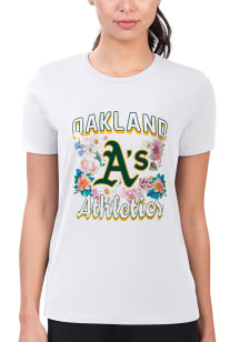 4Her Oakland Athletics Womens White Flowers Fitted Short Sleeve T-Shirt