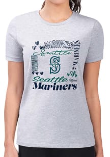 4Her Seattle Mariners Womens Grey Collage Fitted Short Sleeve T-Shirt