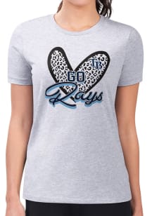 4Her Tampa Bay Rays Womens Grey Leopard Heart Fitted Short Sleeve T-Shirt