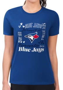 4Her Toronto Blue Jays Womens Blue Collage Fitted Short Sleeve T-Shirt