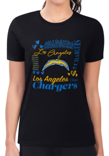 4Her Los Angeles Chargers Womens Black Collage Fitted Short Sleeve T-Shirt