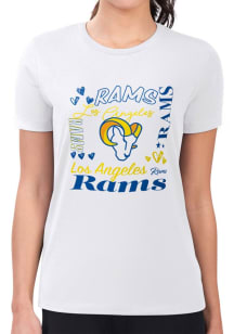 4Her Los Angeles Rams Womens White Collage Fitted Short Sleeve T-Shirt