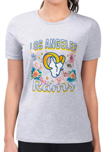 4Her Los Angeles Rams Womens Grey Flowers Fitted Short Sleeve T-Shirt