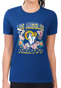 4Her Los Angeles Rams Womens Blue Flowers Fitted Short Sleeve T-Shirt