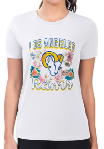 4Her Los Angeles Rams Womens White Flowers Fitted Short Sleeve T-Shirt