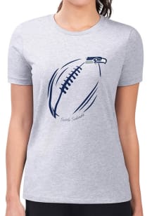 4Her Seattle Seahawks Womens Grey Subtle Football Fitted Short Sleeve T-Shirt