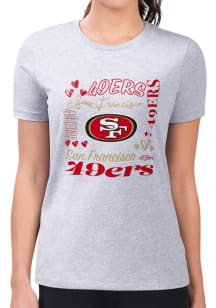 4Her San Francisco 49ers Womens Grey Collage Fitted Design Short Sleeve T-Shirt