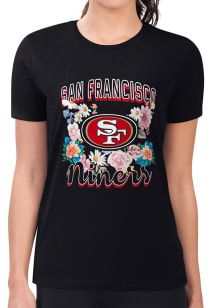 4Her San Francisco 49ers Womens Black Collage Fitted Design Short Sleeve T-Shirt