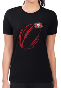 4Her San Francisco 49ers Womens Black Subtle Football Fitted Short Sleeve T-Shirt