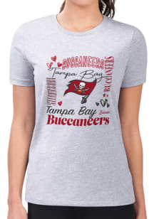 4Her Tampa Bay Buccaneers Womens Grey Collage Fitted Short Sleeve T-Shirt