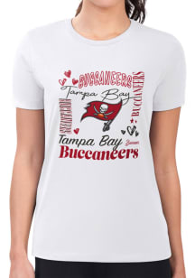 4Her Tampa Bay Buccaneers Womens White Collage Fitted Short Sleeve T-Shirt
