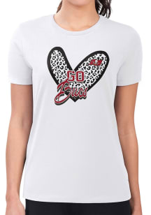 4Her Tampa Bay Buccaneers Womens White Leopard Heart Fitted Short Sleeve T-Shirt