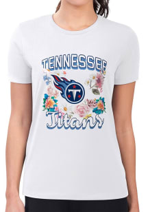 4Her Tennessee Titans Womens White Flowers Fitted Short Sleeve T-Shirt