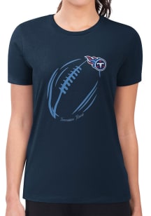 4Her Tennessee Titans Womens Navy Blue Subtle Football Fitted Short Sleeve T-Shirt