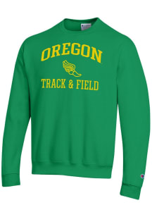 Champion Oregon Ducks Mens Green Track & Field Icon Powerblend Long Sleeve Crew Sweatshirt